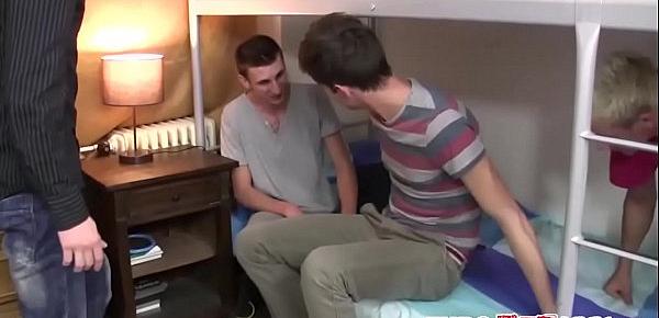  Young euro twinks ass fuck on the bunk bed in a wild orgy